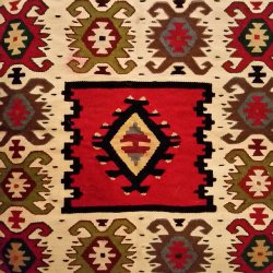 Woven rug, cilim, from Pirot in Eastern Serbia.